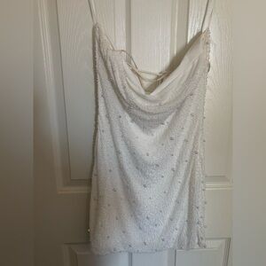 Elegant White Beaded Dress